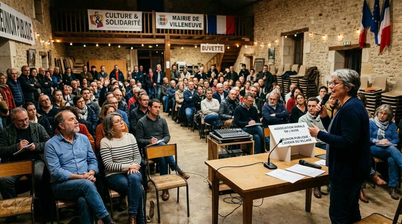 Échanges conviviaux lors d'un forum citoyen de village